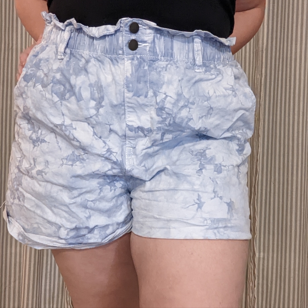Sky blue tie dye shorts